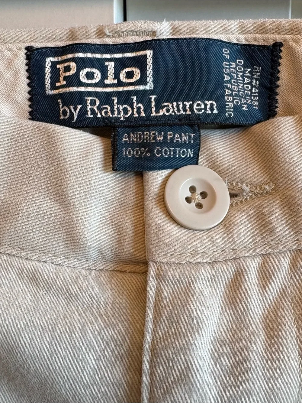 VTG Polo Ralph Lauren Andrew Pant Mens 36x31 Khaki Pleated Chino Cotton Preppy